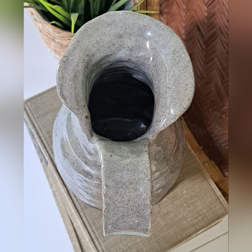 Handmade Rustic Textured Pottery Pitcher Boho Vase - Picture 7 of 11